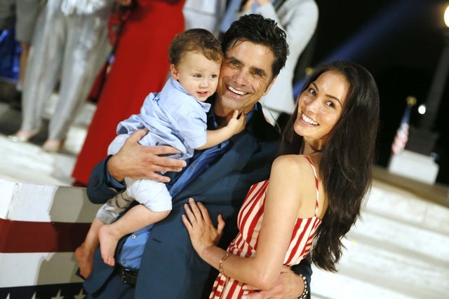 John Stamos and Caitlin McHugh with son billy on july 4