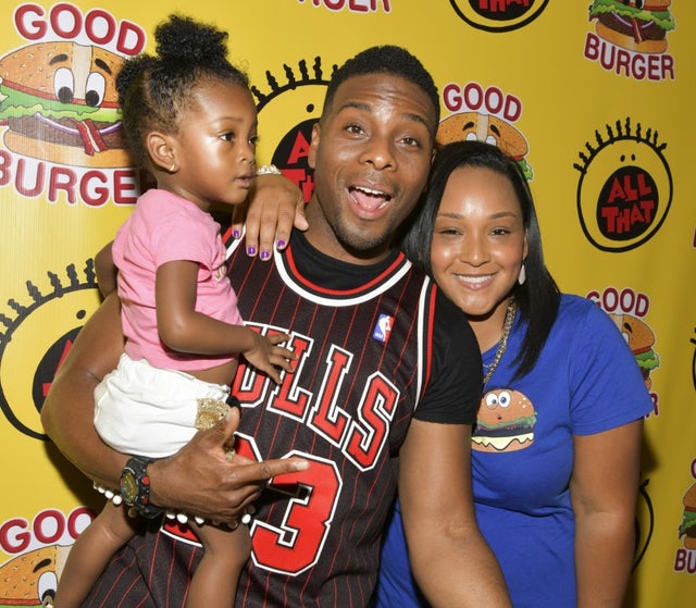 Kel Mitchell with wife and daughter at Nickelodeon's "Good Burger" pop-up diner