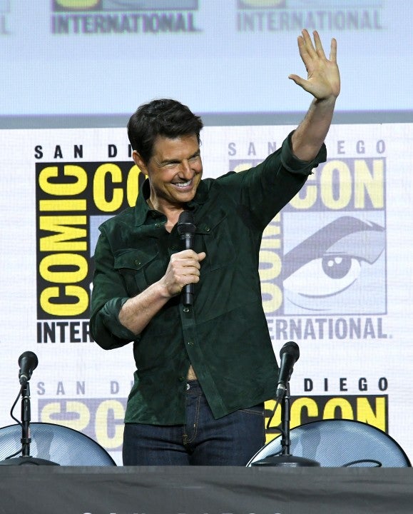 Tom Cruise speaks at the "Top Gun: Maverick" panel during 2019 Comic-Con International 