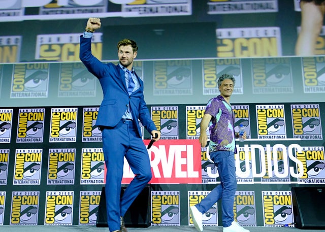 Chris Hemsworth and Taika Waititi of Thor: Love and Thunder at San Diego Comic-Con International 2019 