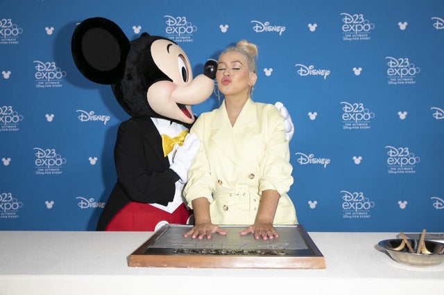 Christina Aguilera and Mickey Mouse at d23