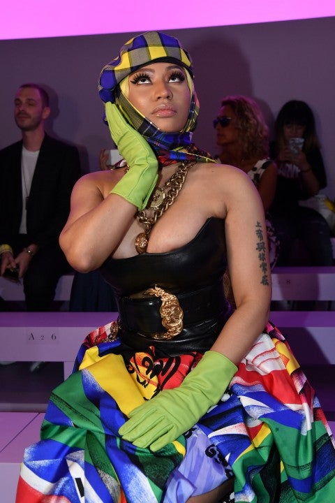 Nicki Minaj at the Versace show during Milan Fashion Week Spring/Summer 2019