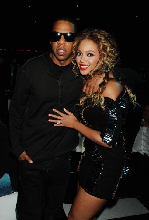 ay-Z and Beyonce Knowles backstage during the 2009 MTV Europe Music Awards