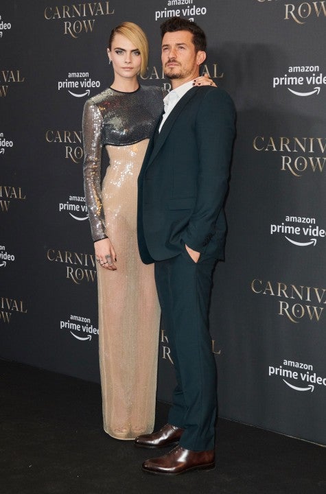 Cara Delevingne and Orlando Bloom at carnival row premiere in berlin