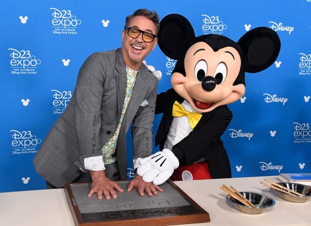 Robert Downey Jr and Mickey Mouse at d23