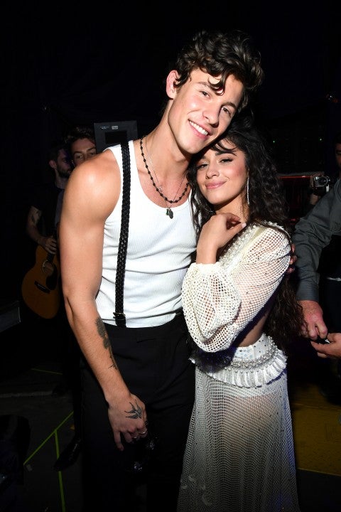  Shawn Mendes and Camila Cabello backstage during the 2019 MTV Video Music Awards