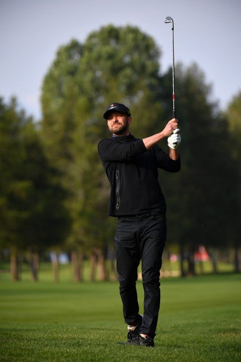 Justin Timberlake playing golf in switzerland