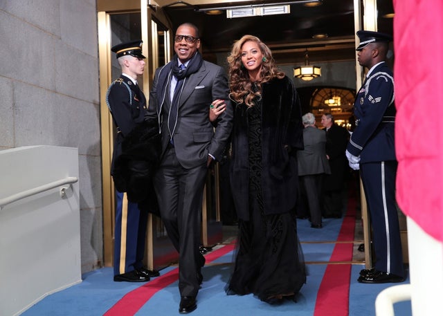 Jay-Z and Beyonce arrive at the presidential inauguration in 2013