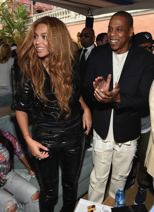 Beyonce Knowles-Carter and Jay-Z at Roc Nation and Three Six Zero Pre-GRAMMY Brunch 2015 