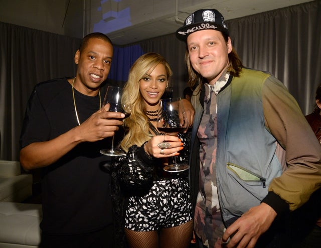 Jay Z, Beyonce and Win Butler of Arcade Fire at the Tidal launch event in 2015