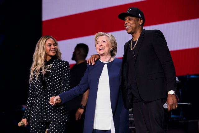 Beyonce and Jay Z perform at a concert for Democratic Presidential candidate Hillary Clinton