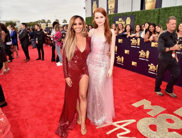 Vanessa Morgan and Madelaine Petsch at the 2018 MTV Movie and TV Awards