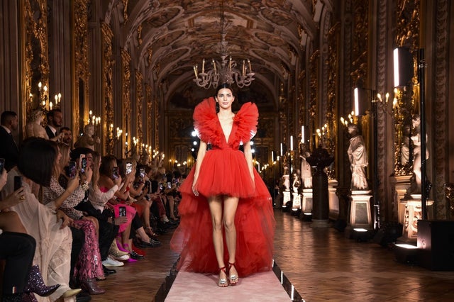 Kendall Jenner walks the runway during the Giambattista Valli Loves H&M show on October 24 in Rome