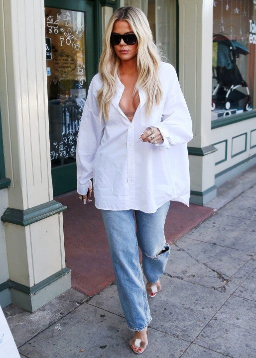 khloe kardashian in white buttonup