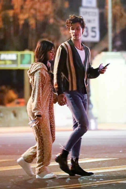 Camila Cabello in a deer onesie with Shawn Mendes in LA 
