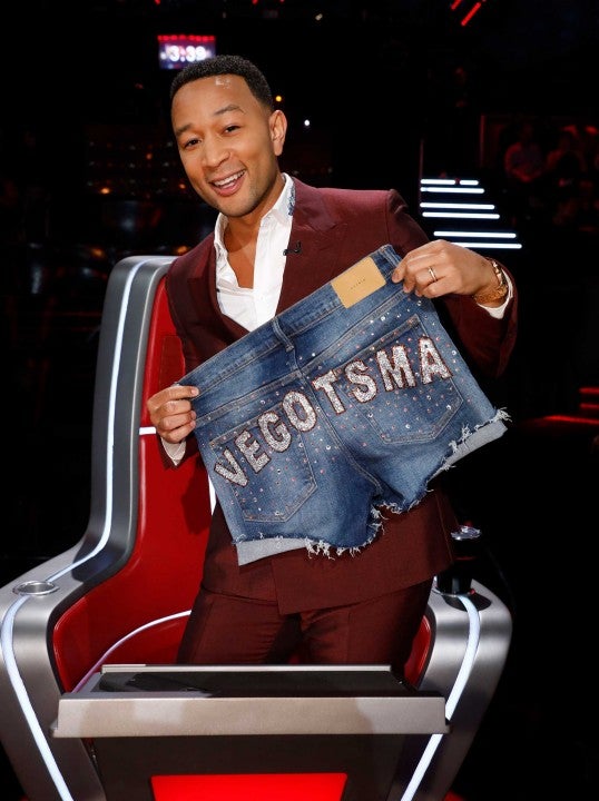 John Legend at voice with egot shorts