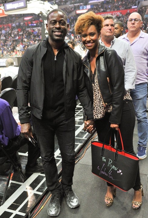 Sterling K. Brown and Ryan Michelle Bathe at clippers game