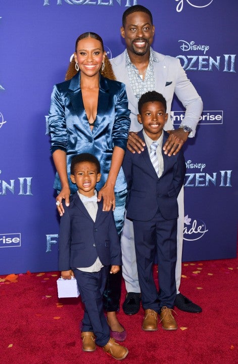 Ryan Michelle Bathe and Sterling K. Brown and their sons at frozen 2 premiere