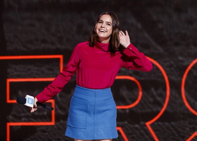 Bailee Madison speaks onstage during WE Day Vancouver