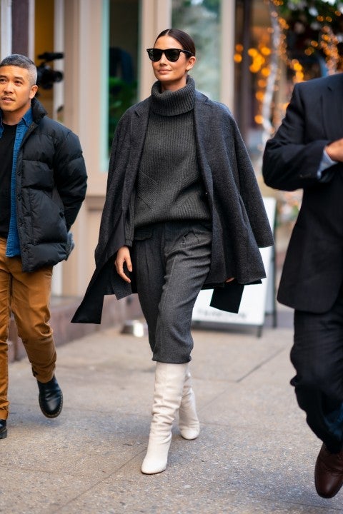 Lily Aldridge in nyc on 12/11
