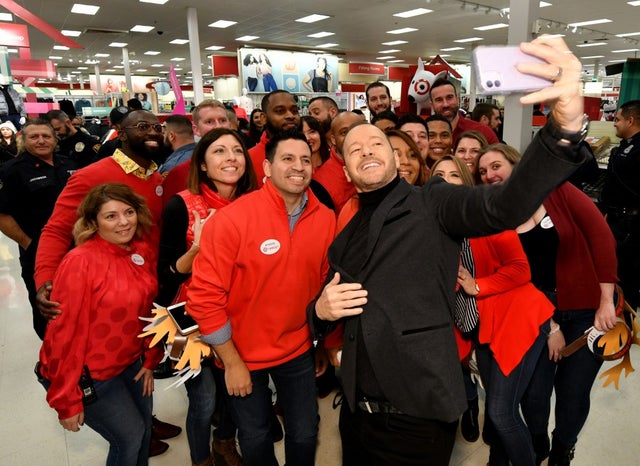 Donnie Wahlberg with target for holidays