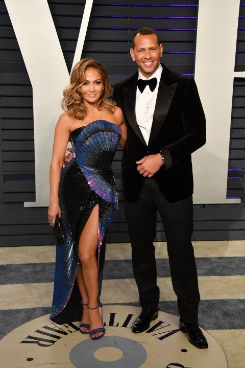 Jennifer Lopez and Alex Rodriguez at the 2019 Vanity Fair Oscar Party 