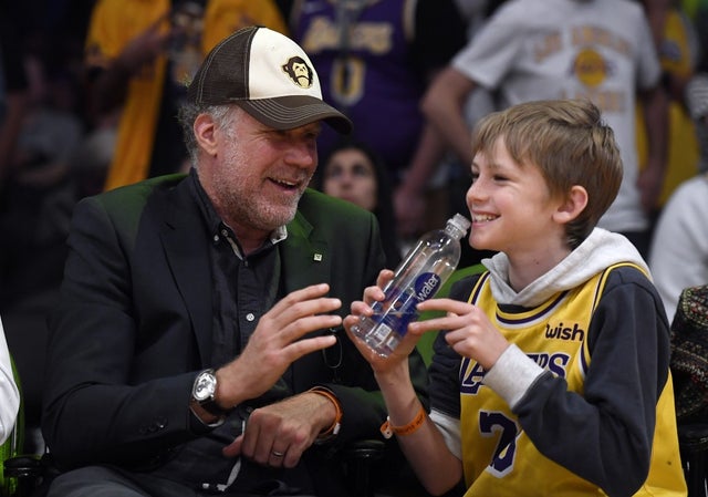 Will Ferrell and son at lakers game