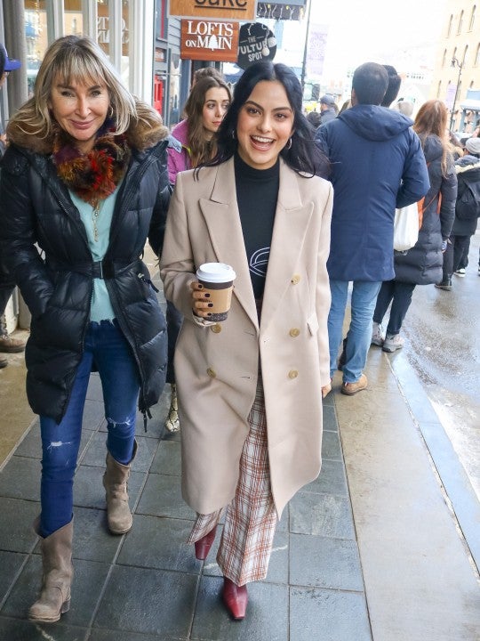 camila mendes with coffee at sundance