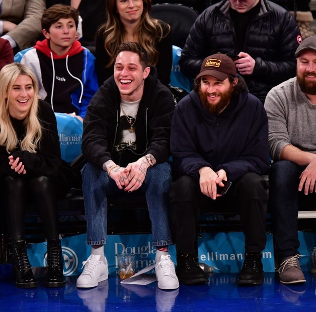 Pete Davidson and Josh Safdie at nets game