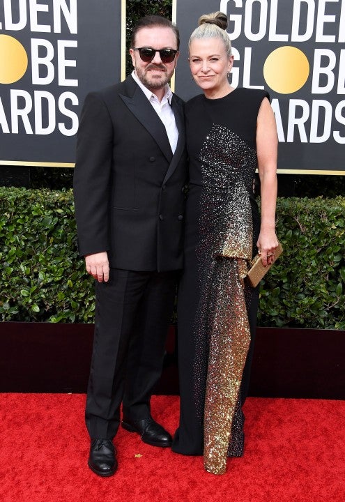 Ricky Gervais and Jane Fallon at 2020 golden globes