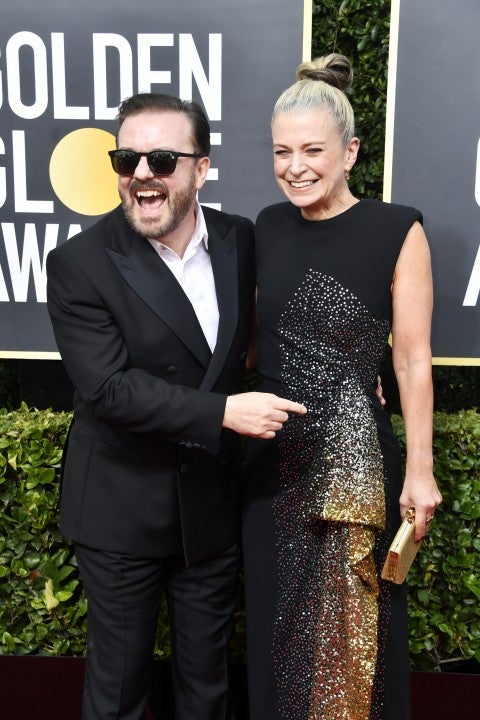 Ricky Gervais and Jane Fallon at the 77th Annual Golden Globe Awards