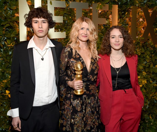 Ellery Harper, Laura Dern and Jaya Harper at the Netflix 2020 Golden Globes After Party