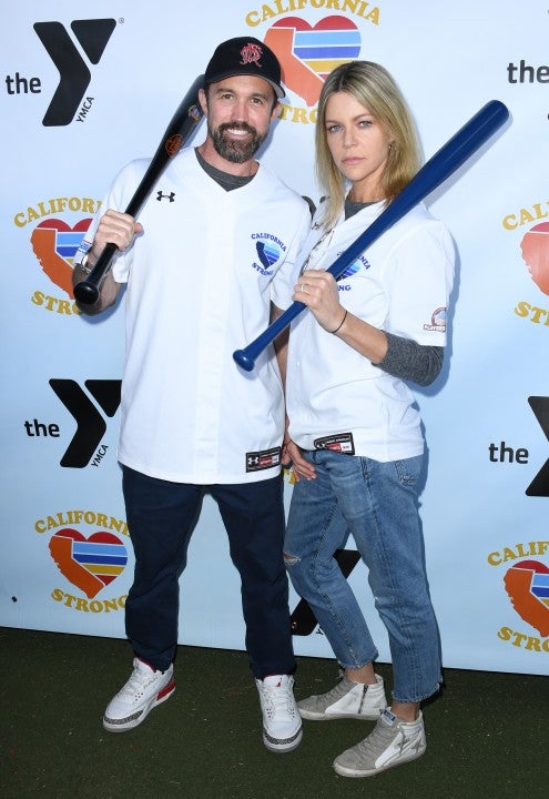 Rob McElhenney and Kaitlin Olson at California Strong Celebrity Softball Game