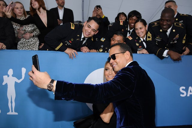 Alex Rodriguez and Jennifer Lopez attend the 26th Annual Screen Actors Guild Awards selfie