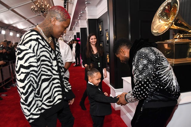 YG with daughter Harmony and Usher at 2020 Grammys