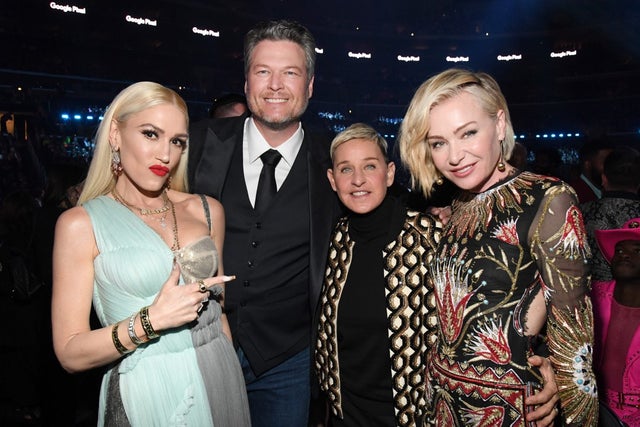 Gwen Stefani, Blake Shelton, Ellen DeGeneres and Portia de Rossi 