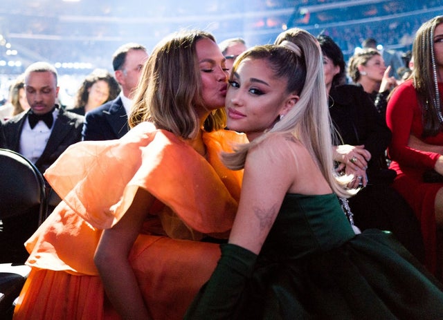 Chrissy Teigen and Ariana Grande at the 62nd Annual GRAMMY Awards 
