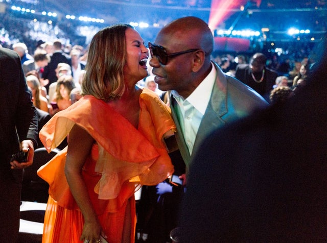 Chrissy Teigen and Dave Chappelle at 2020 grammys