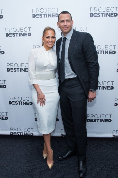 Jennifer Lopez and Alex Rodriguez attend "Project Destined" Yankees Shark Tank