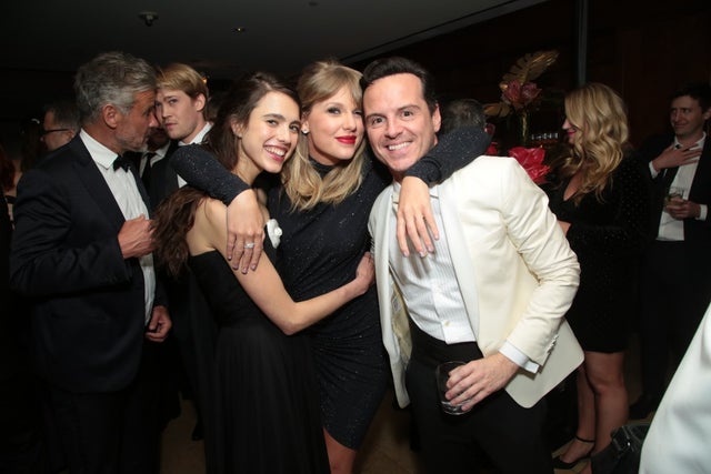 Margaret Qualley, Taylor Swift and Andrew Scott at Golden Globes CAA party