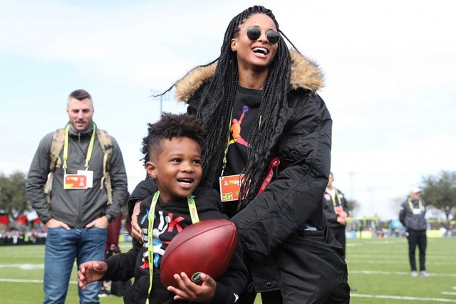 ciara and son at pro bowl nfl practice in florida