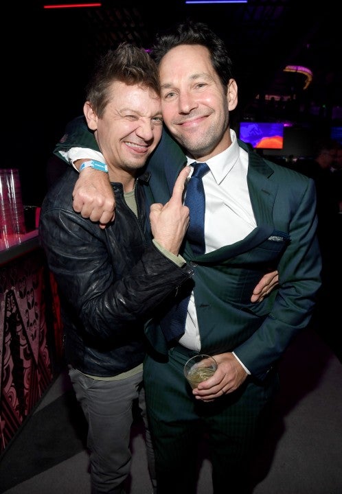 Jeremy Renner and Paul Rudd at super bowl party