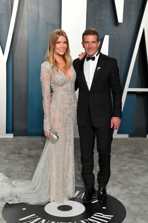 Nicole Kimpel and Antonio Banderas at the 2020 Vanity Fair Oscar party