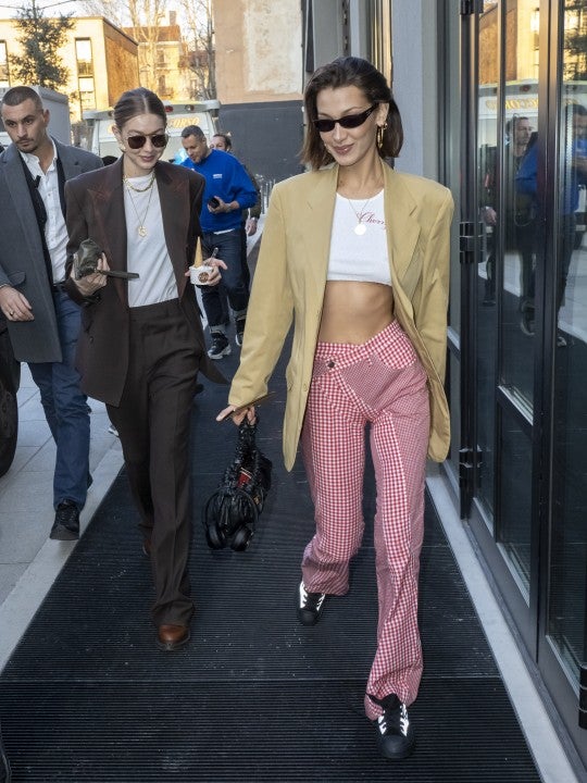 Gigi and Bella Hadid during milan fashion week