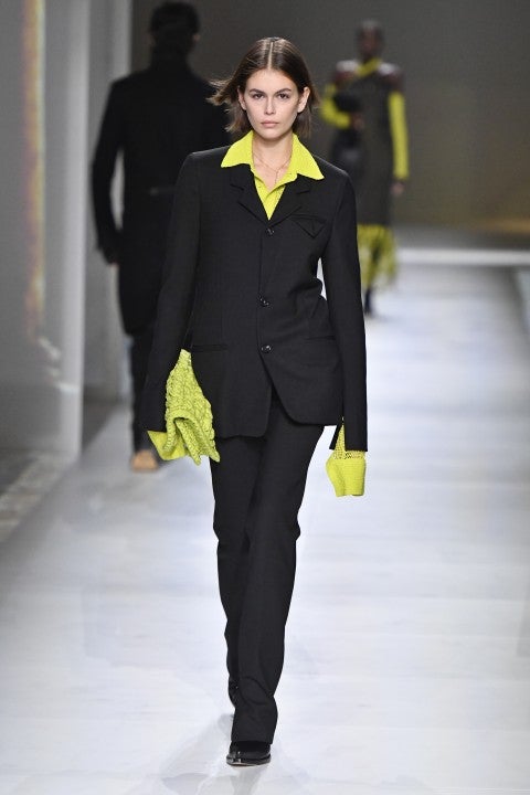 kaia gerber in Bottega Veneta show during milan fashion week