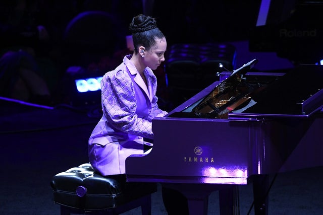 Alicia Keys performs during The Celebration of Life for Kobe & Gianna Bryant