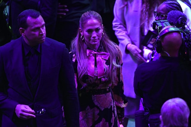 Alex Rodriguez and Jennifer Lopez depart after The Celebration of Life for Kobe & Gianna Bryant
