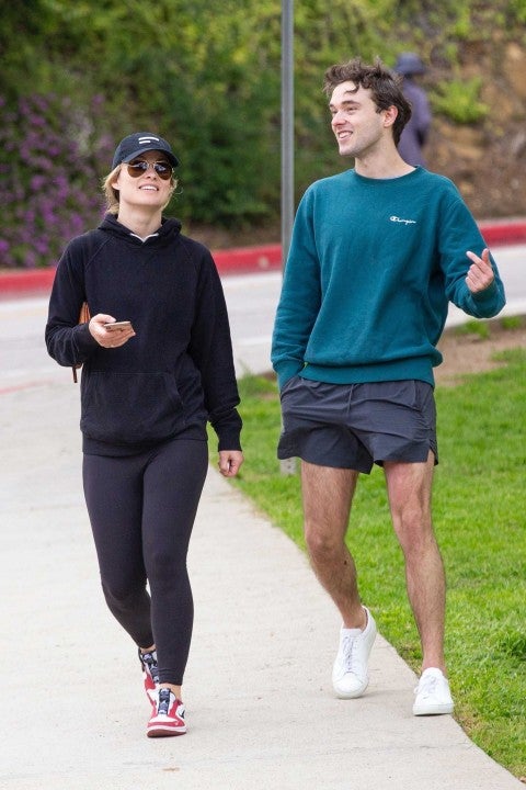 olivia wilde and little bro walking in silver lake