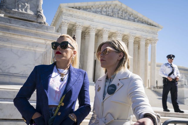 Busy Philipps and Elizabeth Banks at supreme court rally