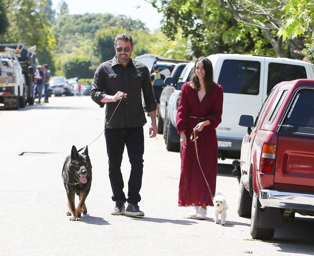 Ben Affleck and Ana de Armas walk their dogs in la on 3/30